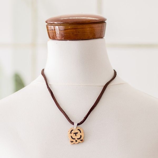 Alternate image for Coconut Shell and Lava Stone Iq Sign Pendant Necklace Strength and Renewal