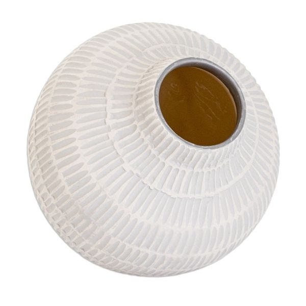 Alternate image for Hand-Painted Textured Ceramic Vase in Ivory and Grey Exquisite Shape in Grey