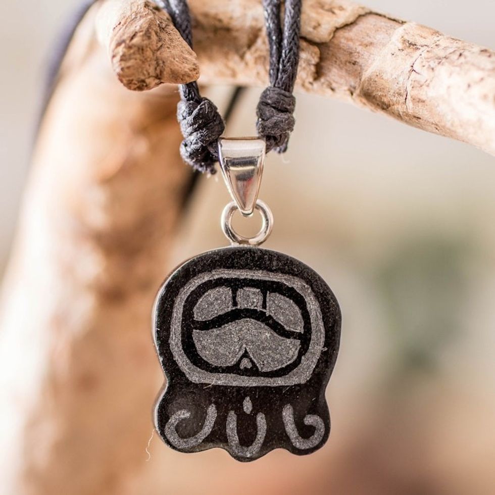Mayan Compassion Nahual-Inspired Jade Pendant Necklace 'Mayan Compassion'