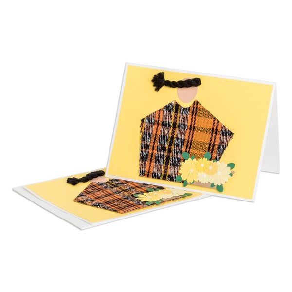 Alternate image for Pair of Yellow Greeting Cards with Hand-Woven Cotton Accents Maya Spring
