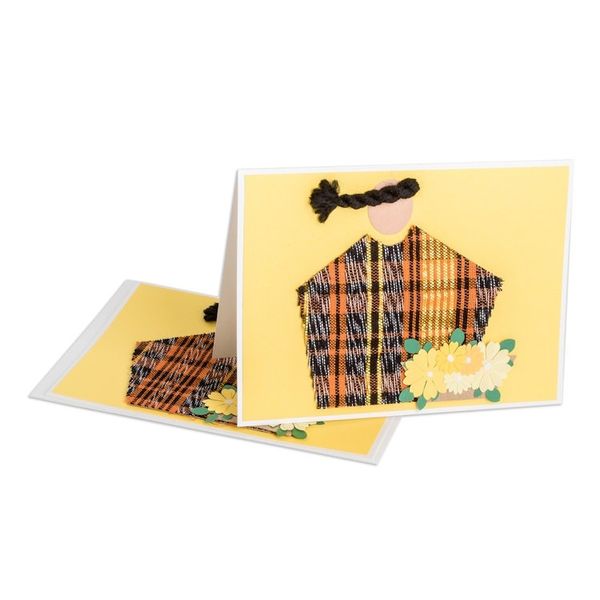 Alternate image for Pair of Yellow Greeting Cards with Hand-Woven Cotton Accents Maya Spring