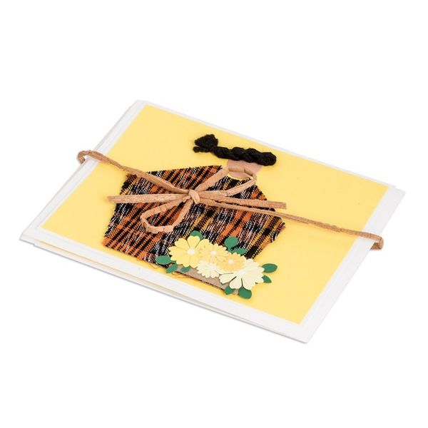Alternate image for Pair of Yellow Greeting Cards with Hand-Woven Cotton Accents Maya Spring