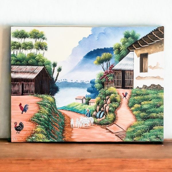 Alternate image for Signed Impressionist Oil Countryside Landscape Painting Country Day