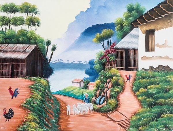 Alternate image for Signed Impressionist Oil Countryside Landscape Painting Country Day