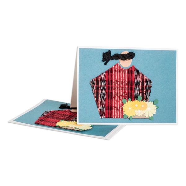 Alternate image for Pair of Blue Greeting Cards with Hand-Woven Cotton Accents Maya Beauty
