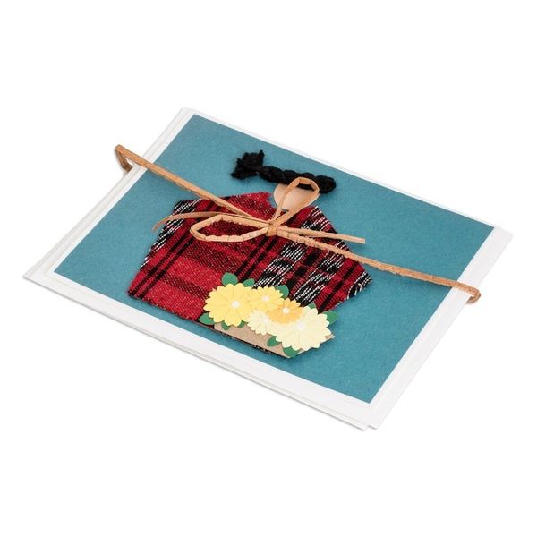 Alternate image for Pair of Blue Greeting Cards with Hand-Woven Cotton Accents Maya Beauty