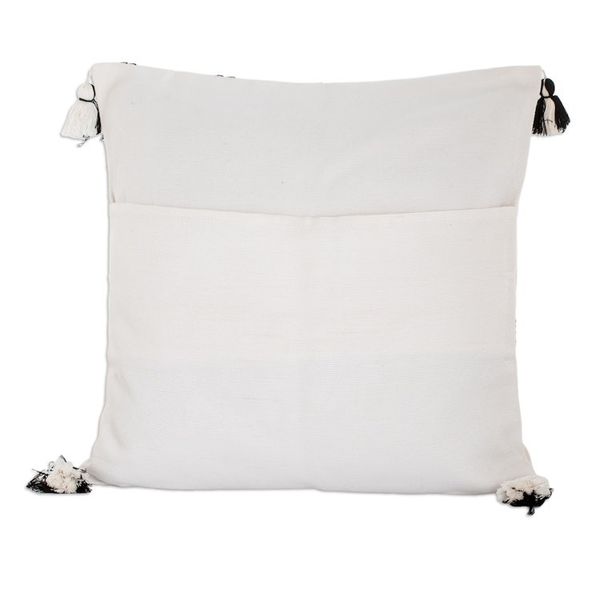 Alternate image for Diamond-Patterned Ivory and Black Cotton Cushion Cover Ivory of Diamonds