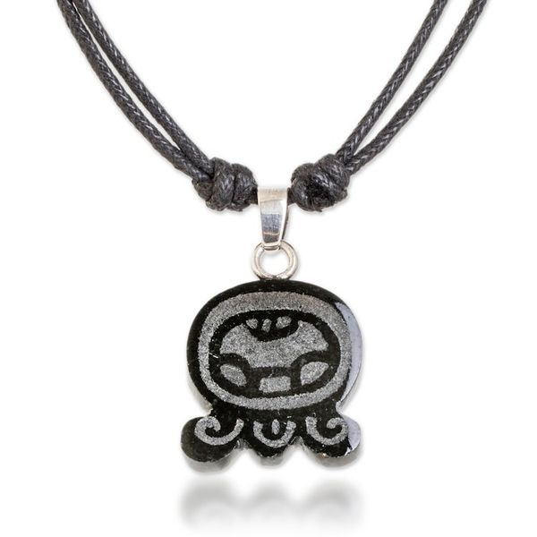 Alternate image for Jade Pendant Necklace with Mayan Abundance Nahual Theme Mayan Abundance