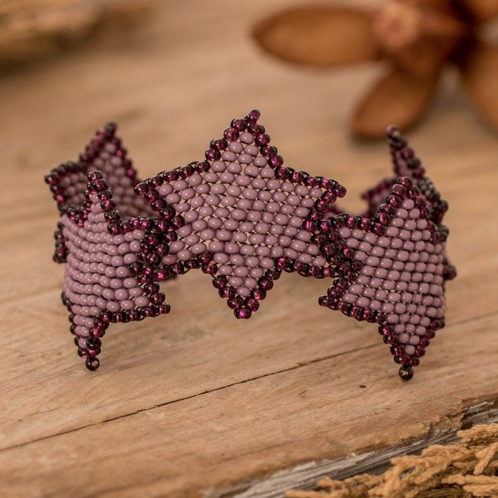 Handcrafted Lilac and Purple Beaded Bracelet with Star Motif 'Lilac Starlight'