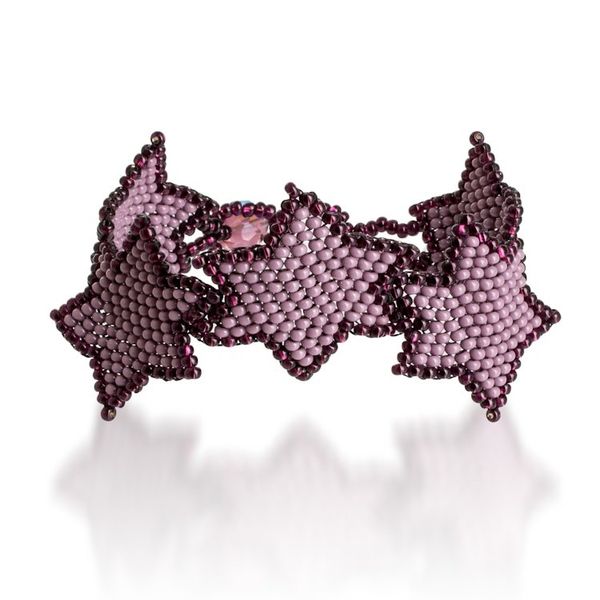 Alternate image for Handcrafted Lilac and Purple Beaded Bracelet with Star Motif Lilac Starlight