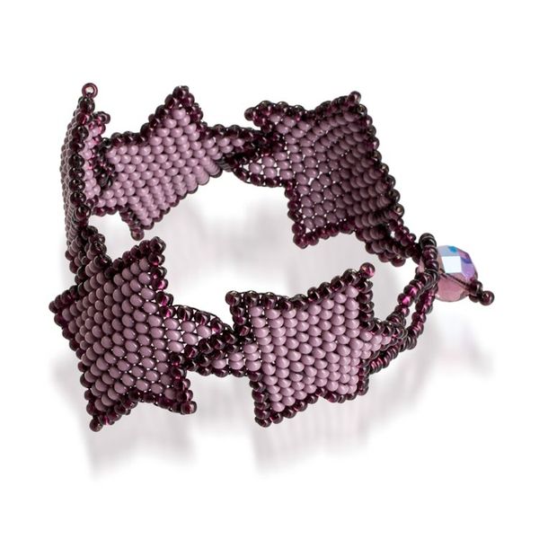 Alternate image for Handcrafted Lilac and Purple Beaded Bracelet with Star Motif Lilac Starlight