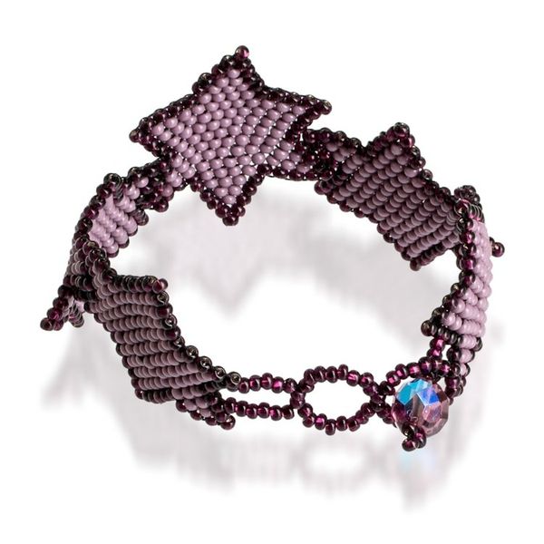 Alternate image for Handcrafted Lilac and Purple Beaded Bracelet with Star Motif Lilac Starlight