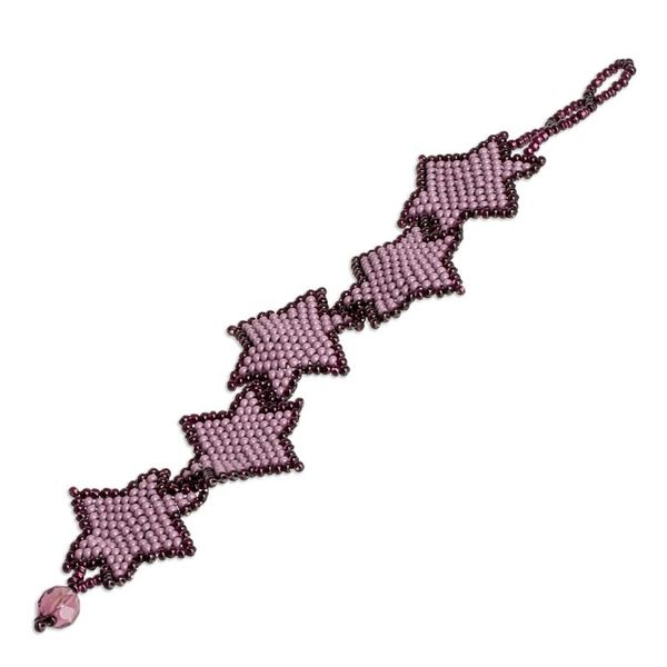 Alternate image for Handcrafted Lilac and Purple Beaded Bracelet with Star Motif Lilac Starlight
