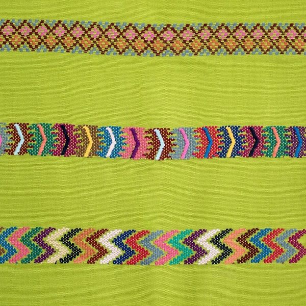 Alternate image for Handloomed Striped Green Cotton Table Runner with Fringes Route to the Forest