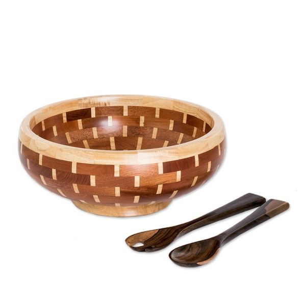 Alternate image for Tropical Eco-Friendly Reclaimed Wood Salad Bowl and Spoons Fresh Delights