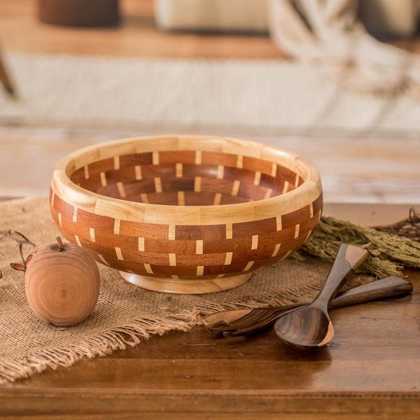 Alternate image for Tropical Eco-Friendly Reclaimed Wood Salad Bowl and Spoons Fresh Delights