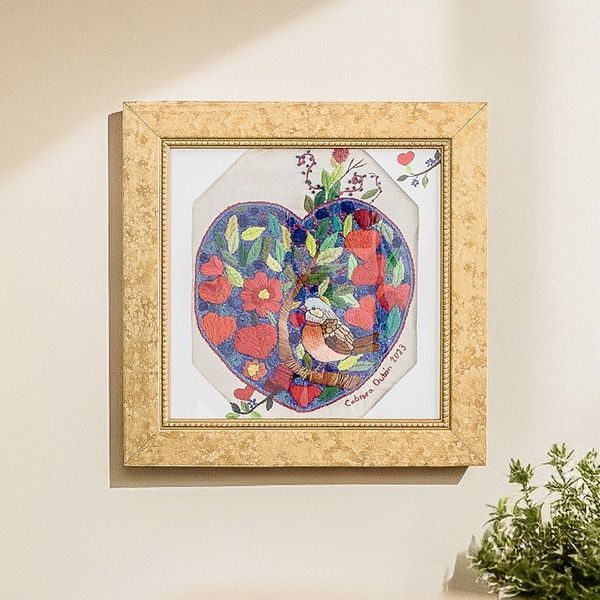 Alternate image for Nature-Themed Cotton and Wool Blend Wall Art with Frame Heartbeat