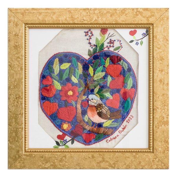 Alternate image for Nature-Themed Cotton and Wool Blend Wall Art with Frame Heartbeat