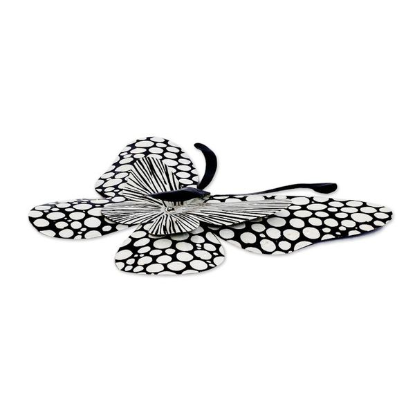 Alternate image for Speckled Butterfly-Shaped Steel Wall Art in Black and White Flutter in the Moonlight
