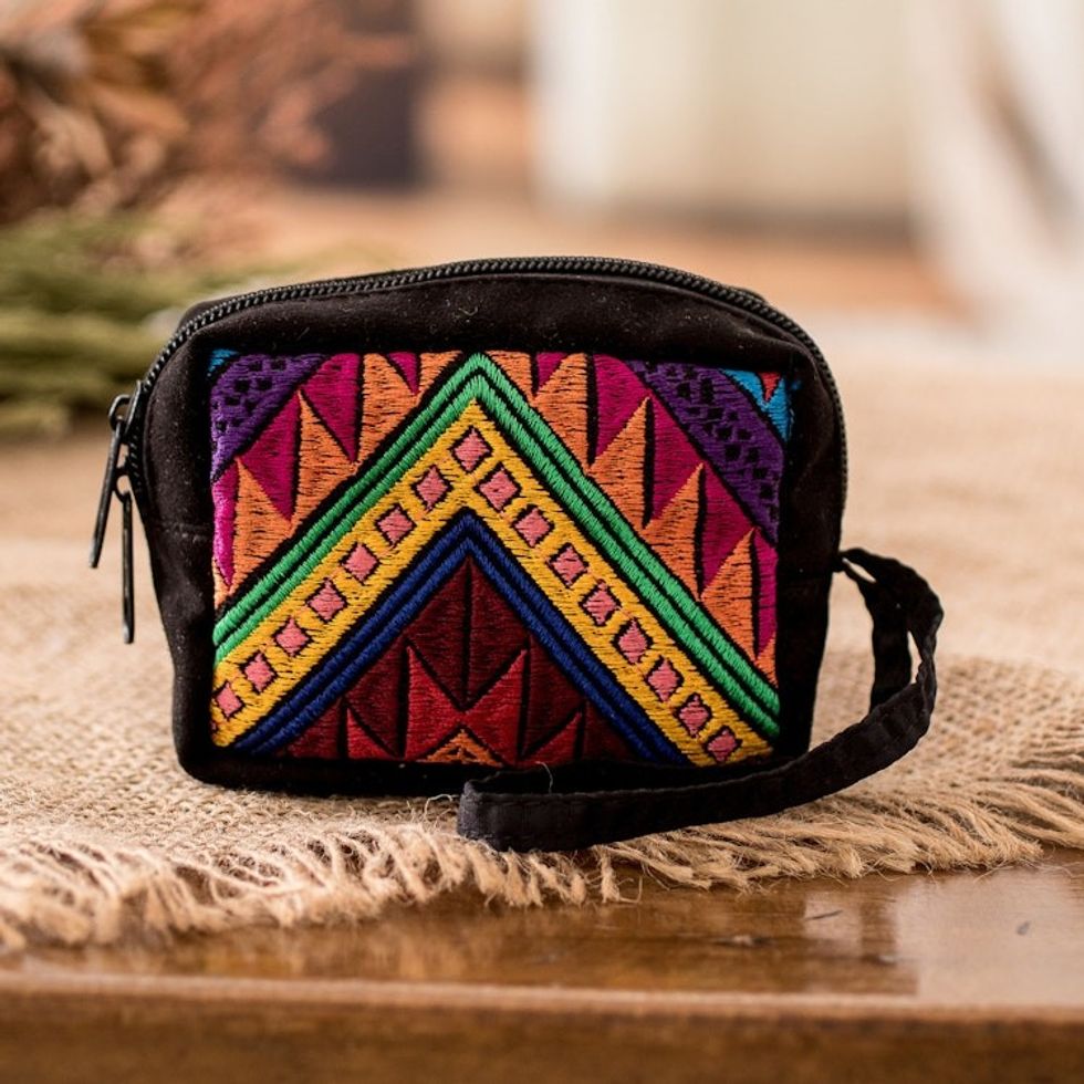 Hand-Woven Cotton Coin Purse Inspired by Guatemalan Textiles 'Elegant Versatility'