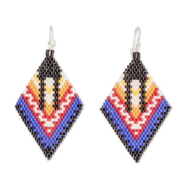 Alternate image for Handcrafted Glass Beaded Salvadoran Woman Dangle Earrings Multiculturalism
