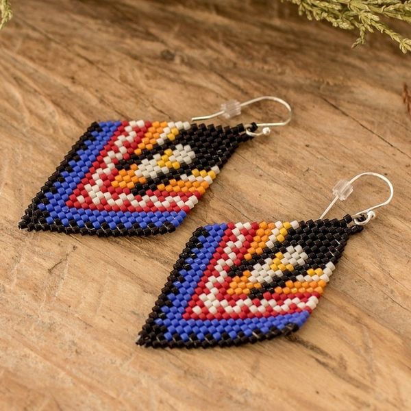Alternate image for Handcrafted Glass Beaded Salvadoran Woman Dangle Earrings Multiculturalism