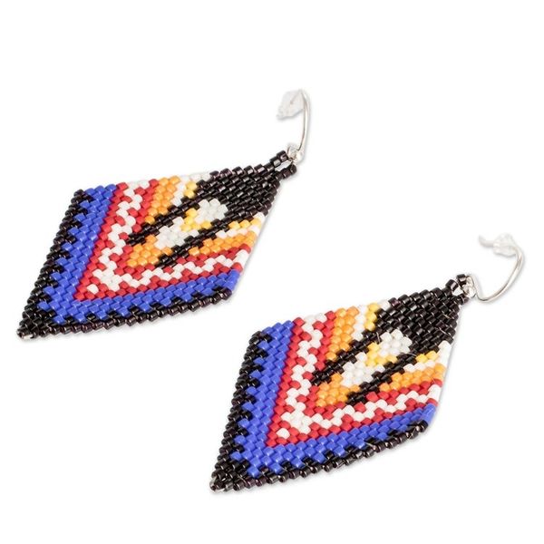 Alternate image for Handcrafted Glass Beaded Salvadoran Woman Dangle Earrings Multiculturalism