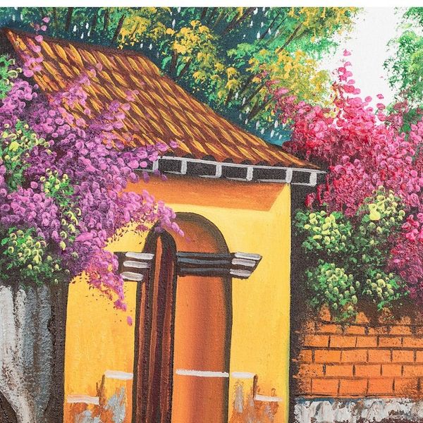 Alternate image for Oil on Canvas Painting of Las Animas Street in Guatemala Las Animas Street in Antigua
