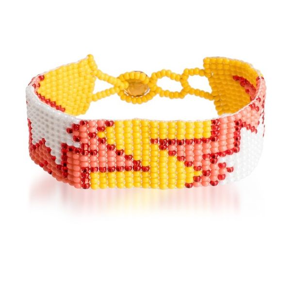 Alternate image for Star-Inspired Glass Beaded Wristband Bracelet in Warm Hues Sunrise Blast