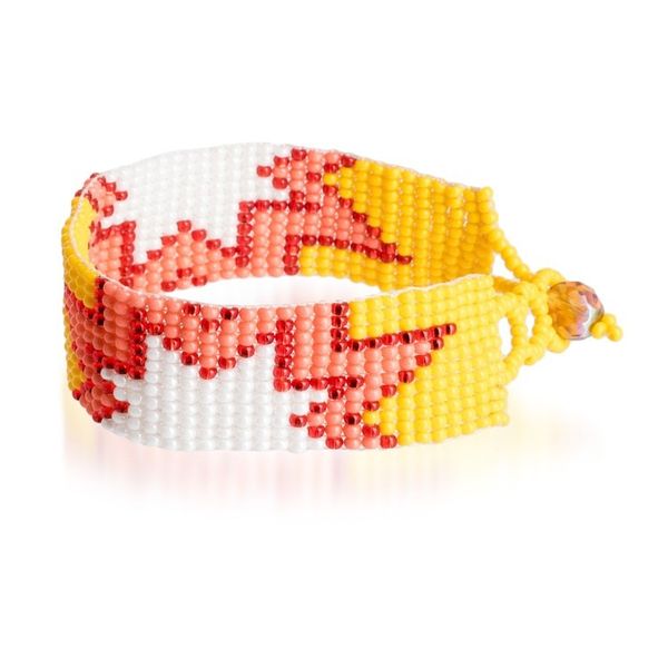 Alternate image for Star-Inspired Glass Beaded Wristband Bracelet in Warm Hues Sunrise Blast