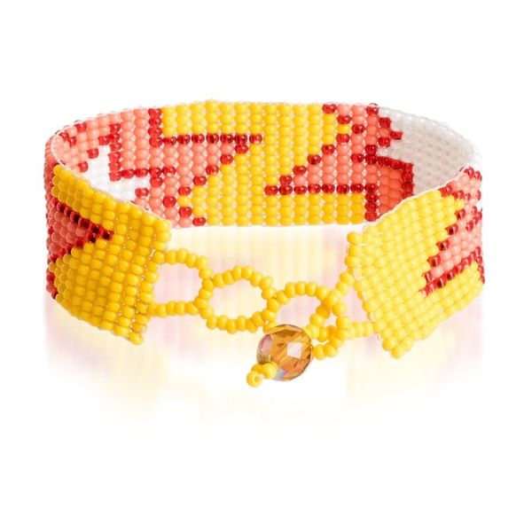 Alternate image for Star-Inspired Glass Beaded Wristband Bracelet in Warm Hues Sunrise Blast