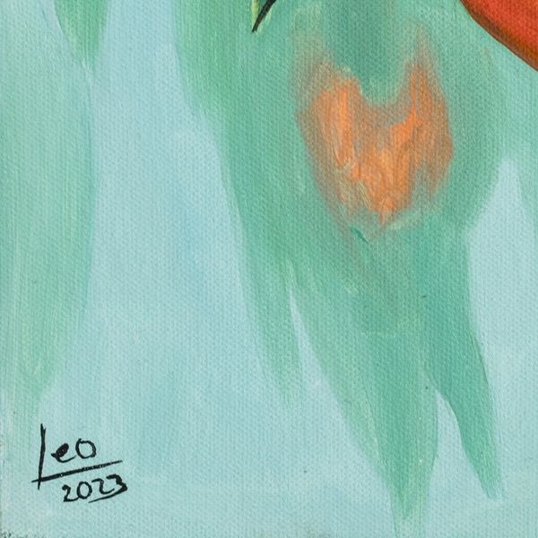 Alternate image for Signed Nature-Themed Impressionist Oil Painting of Bird American Bluebird