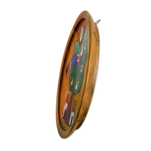 Alternate image for Nature-Themed Hand-Painted Round Decorative Pinewood Plaque Tropical Enchantment