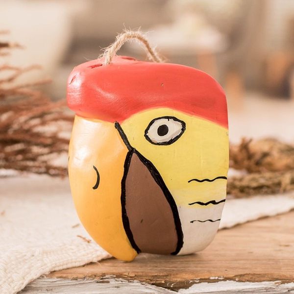 Alternate image for Hand-Carved and Painted Bird-Themed Folk Art Wood Wall Mask Beautiful Bird-of-Paradise