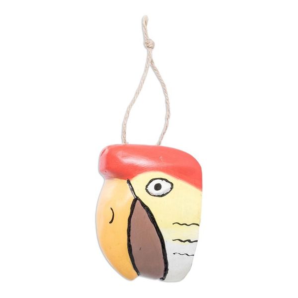 Alternate image for Hand-Carved and Painted Bird-Themed Folk Art Wood Wall Mask Beautiful Bird-of-Paradise
