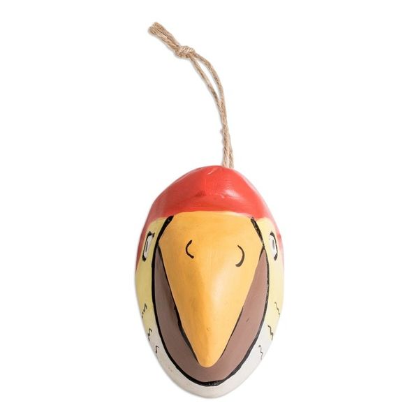 Alternate image for Hand-Carved and Painted Bird-Themed Folk Art Wood Wall Mask Beautiful Bird-of-Paradise