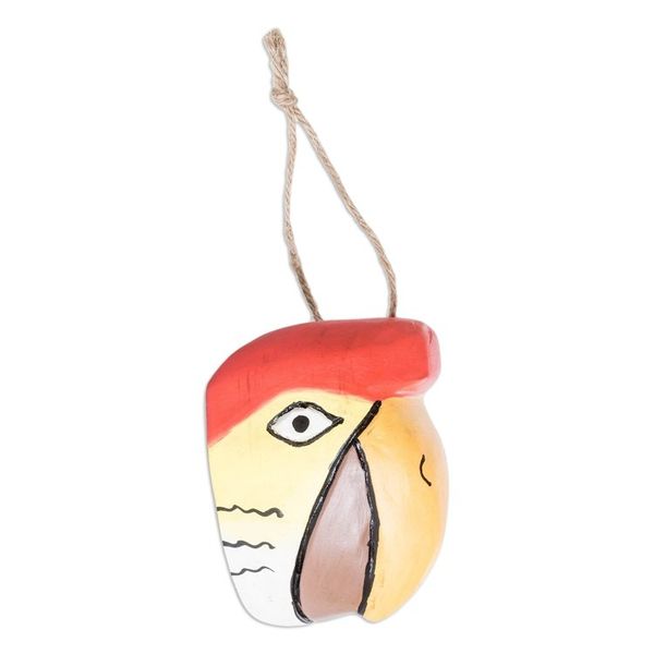 Alternate image for Hand-Carved and Painted Bird-Themed Folk Art Wood Wall Mask Beautiful Bird-of-Paradise
