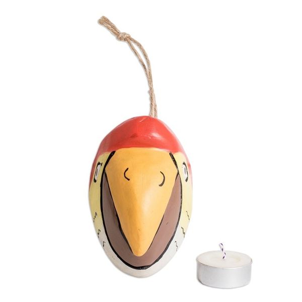 Alternate image for Hand-Carved and Painted Bird-Themed Folk Art Wood Wall Mask Beautiful Bird-of-Paradise