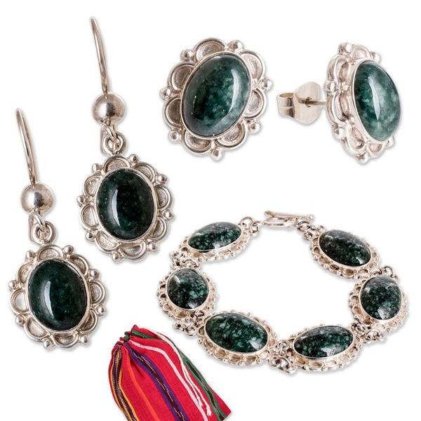 Alternate image for Curated Gift Set with Jade Bracelet and 2 Pairs of Earrings Jade Treasure
