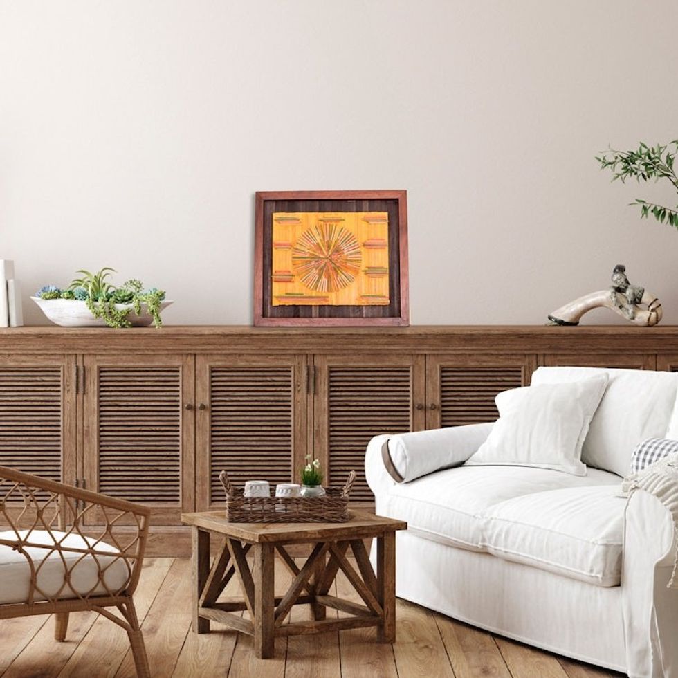 Abstract-Inspired Warm-Toned Wood Wall Art from Guatemala 'The Time Boat'