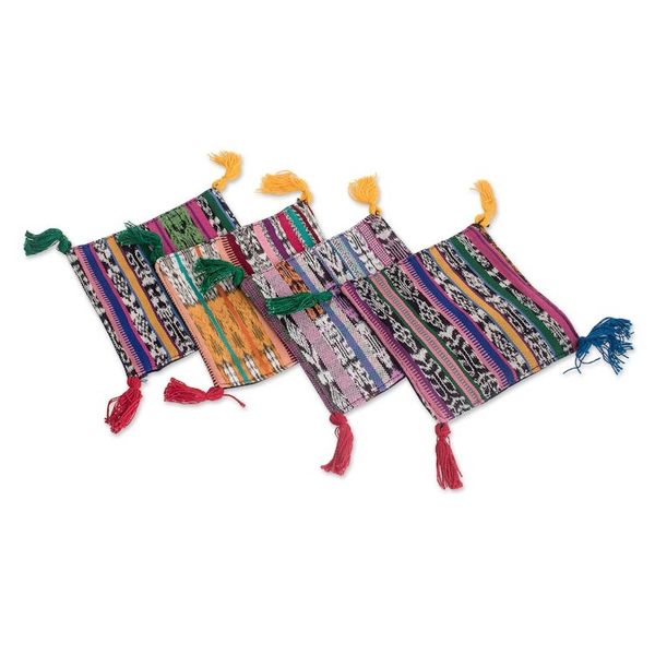 Alternate image for Set of Four Handwoven Cotton Coasters with Colorful Tassels Trendy Traditions
