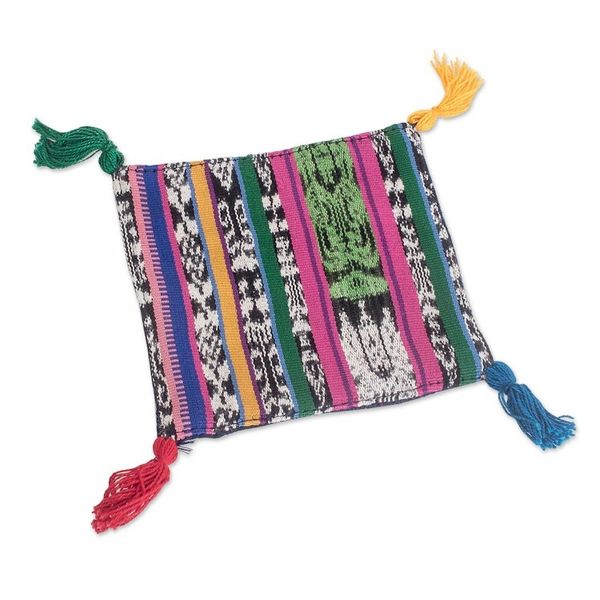 Alternate image for Set of Four Handwoven Cotton Coasters with Colorful Tassels Trendy Traditions