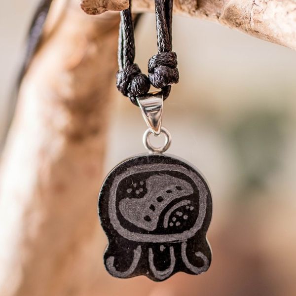 Alternate image for Jade Pendant Necklace with Mayan Unity Nahual Motif Mayan Unity