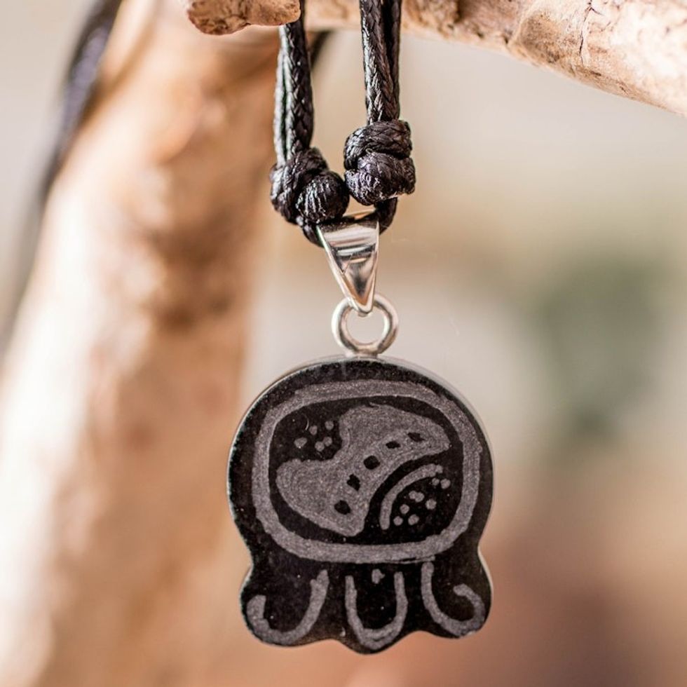 Jade Pendant Necklace with Mayan Unity Nahual Motif 'Mayan Unity'
