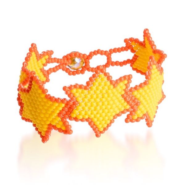 Alternate image for Star-Themed Beaded Wristband Bracelet in Yellow and Orange Yellow Starlight