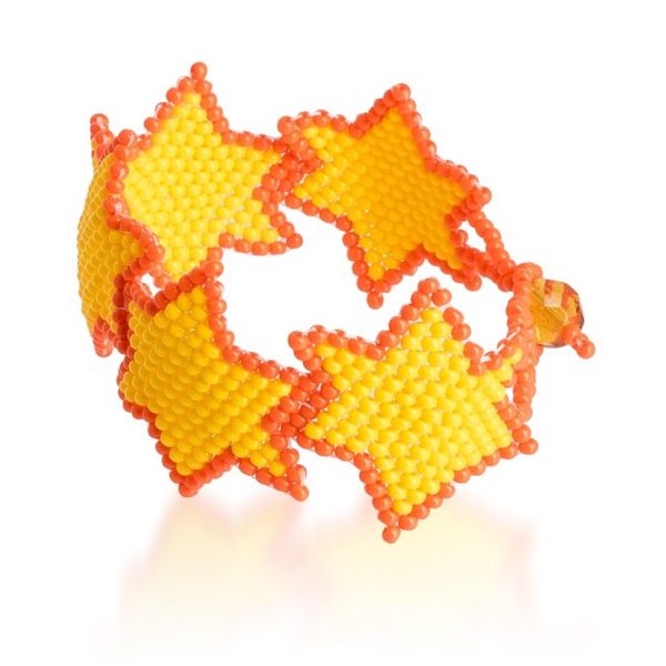 Alternate image for Star-Themed Beaded Wristband Bracelet in Yellow and Orange Yellow Starlight