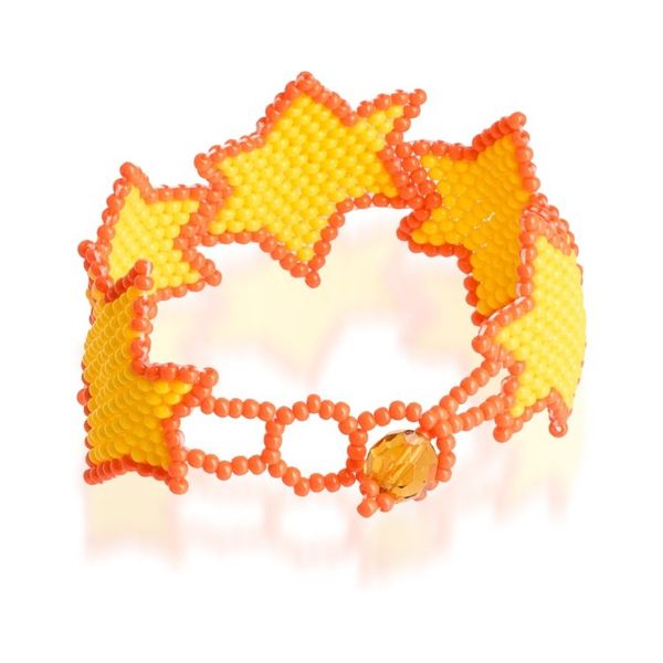 Alternate image for Star-Themed Beaded Wristband Bracelet in Yellow and Orange Yellow Starlight