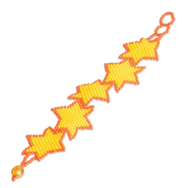 Alternate image for Star-Themed Beaded Wristband Bracelet in Yellow and Orange Yellow Starlight