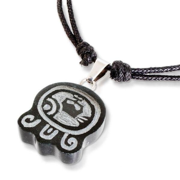 Alternate image for Jade Long Pendant Necklace with Mayan Balance Nahual Design Mayan Balance