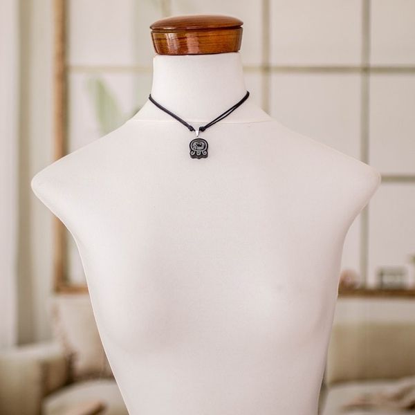Alternate image for Jade Long Pendant Necklace with Mayan Balance Nahual Design Mayan Balance